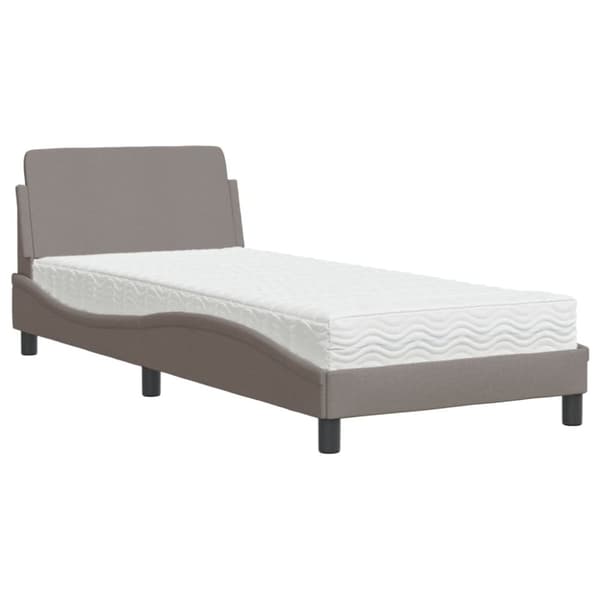 Säng med madrass taupe 90x190 cm tyg