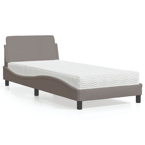 Säng med madrass taupe 90x190 cm tyg
