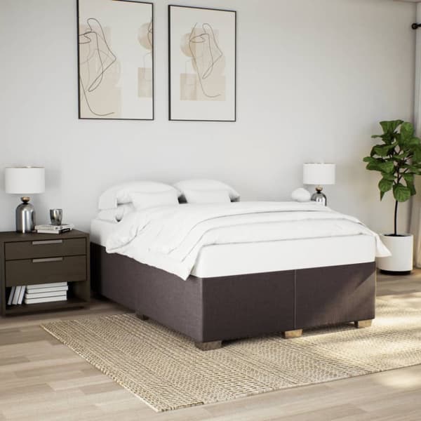 Sängram utan madrass mörkbrun 140x200 cm tyg