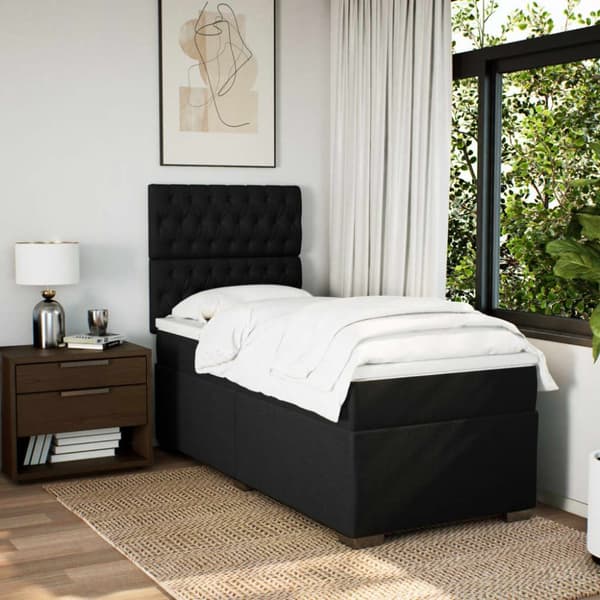kontinentalseng med madras 90x200 cm stof sort