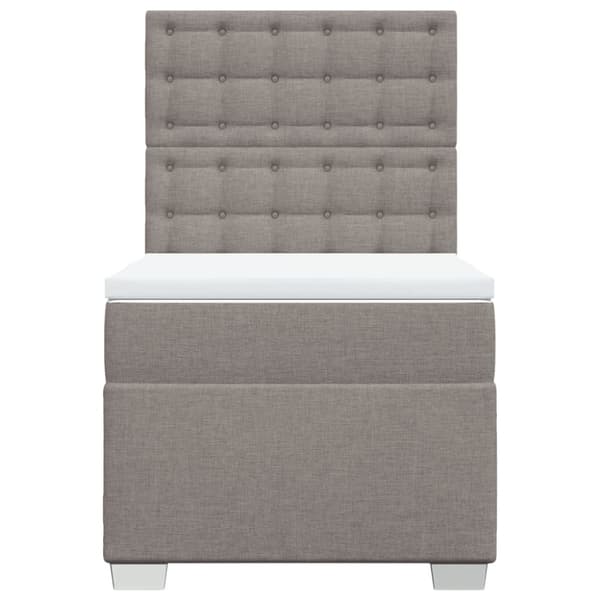 Ramsäng med madrass taupe 90x200 cm tyg