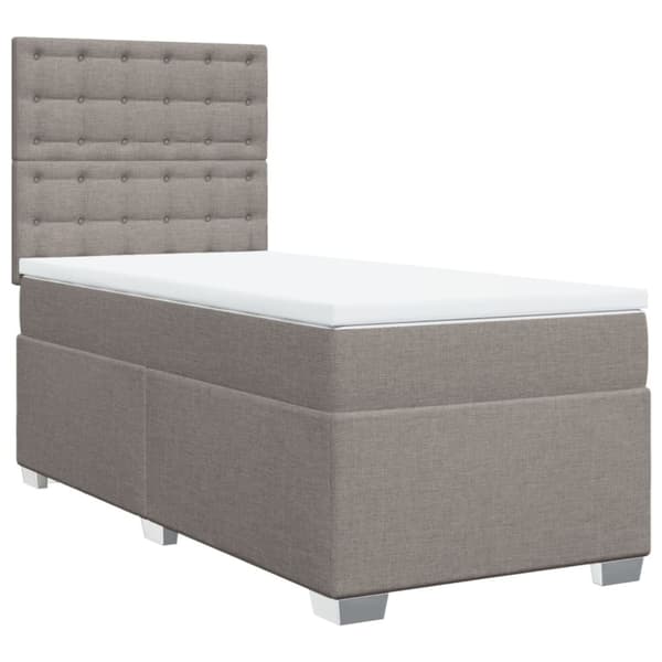 Ramsäng med madrass taupe 90x200 cm tyg