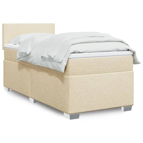 kontinentalseng med madras 90x200 cm stof cremefarvet