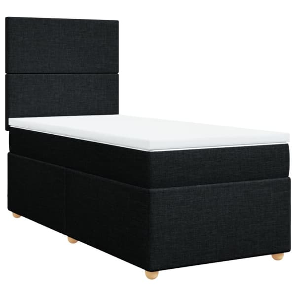 Ramsäng med madrass svart 90x190 cm tyg