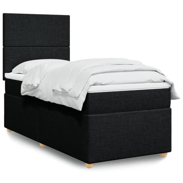 kontinentalseng med madras 90x200 cm stof sort