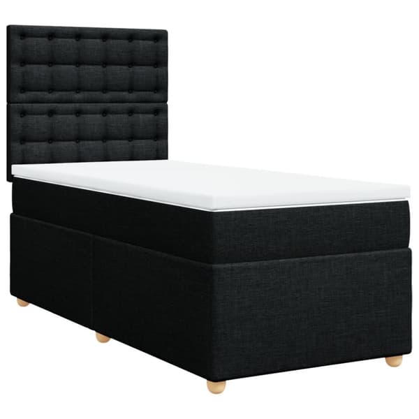 Ramsäng med madrass svart 90x190 cm tyg