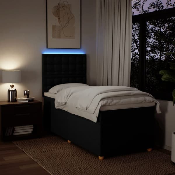 kontinentalseng med madras 90x200 cm stof sort