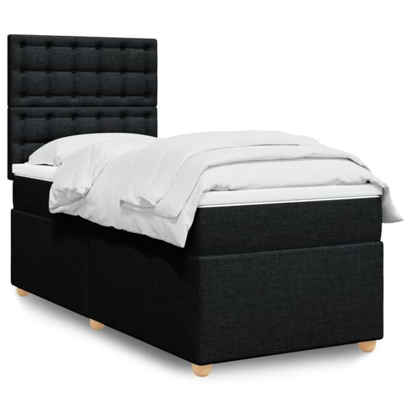 kontinentalseng med madras 90x200 cm stof sort