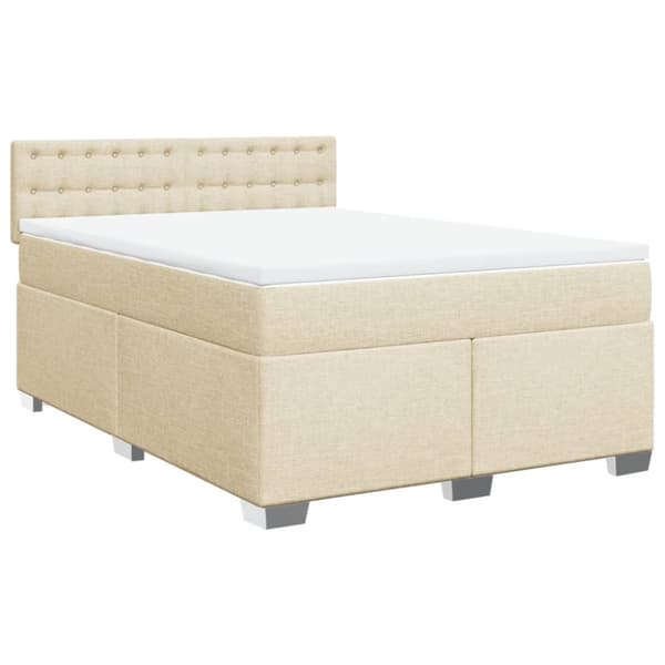 kontinentalseng med madras 140x190 cm stof cremefarvet