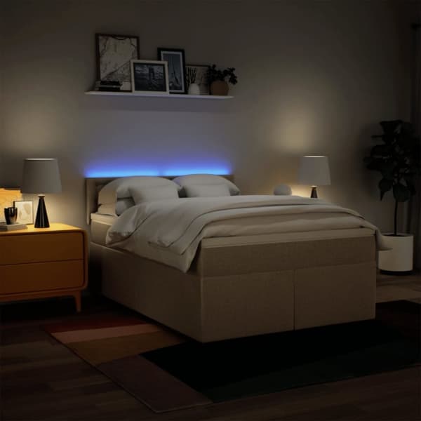 kontinentalseng med madras 140x190 cm stof cremefarvet
