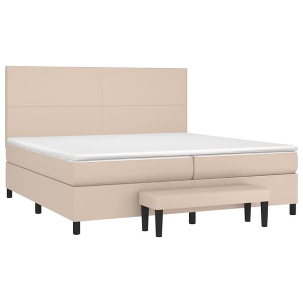 kontinentalseng 200x200 cm kunstlæder cappuccinofarvet