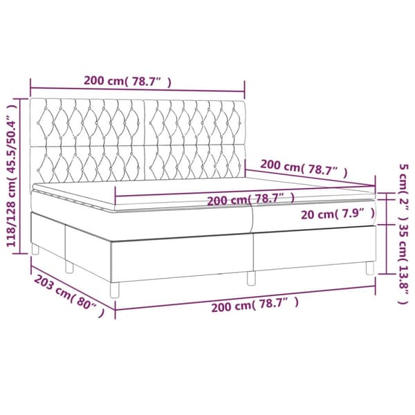 kontinentalseng med madras 200x200 cm stof cremefarvet