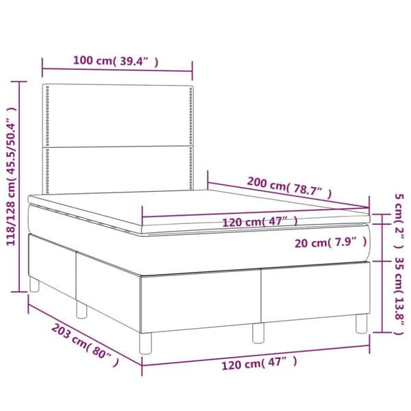 kontinentalseng med madras 120x200 cm kunstlæder grå