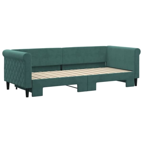 Dagbädd utdragbar mörkgrön 80x200 cm sammet