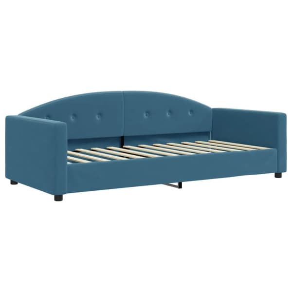 daybed med udtræk og madras 90x200 cm velour blå