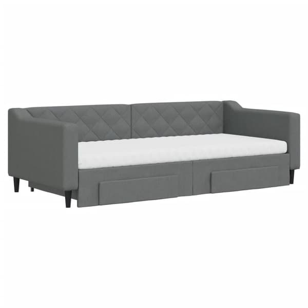 daybed med udtræk og skuffer 90x200 cm stof mørkegrå