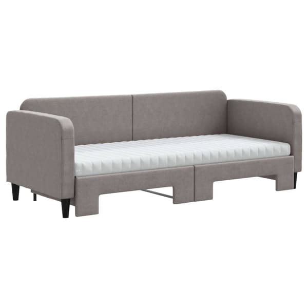 daybed med udtræk og madras 80x200 cm stof gråbrun