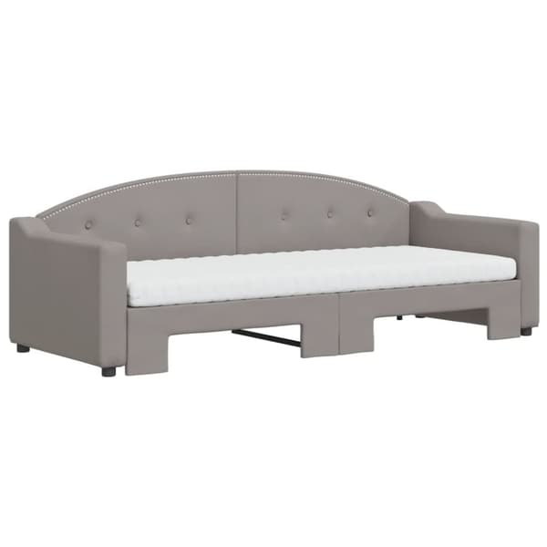 daybed med udtræk og madras 80x200 cm stof gråbrun