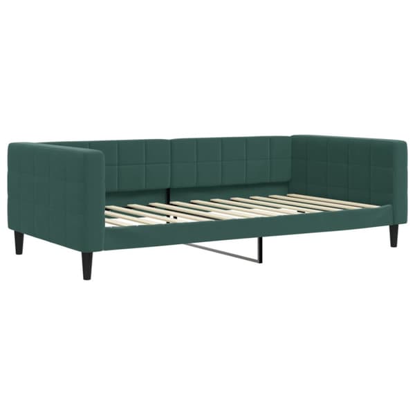 daybed med udtræk og skuffer 100x200 cm velour mørkegrøn