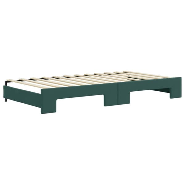 daybed med udtræk og skuffer 100x200 cm velour mørkegrøn
