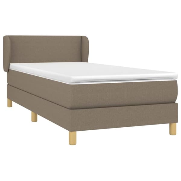 Ramsäng med madrass taupe 90x190 cm tyg