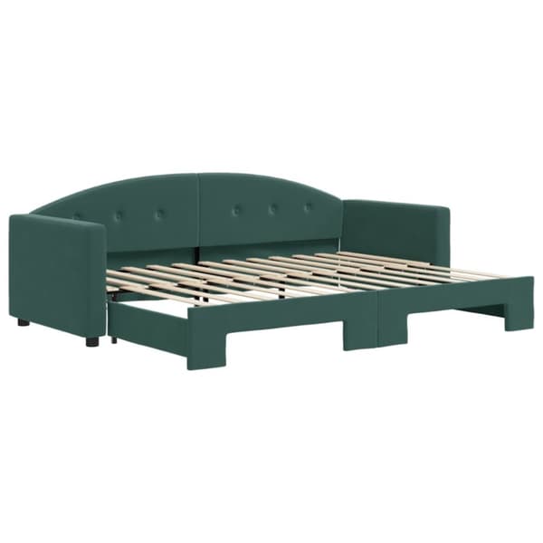 Dagbädd utdragbar mörkgrön 80x200 cm sammet