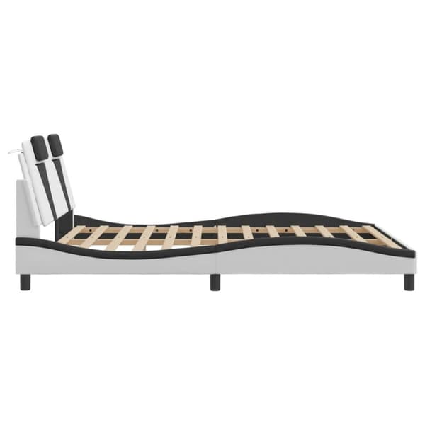 sengeramme med sengegavl 160x200 cm kunstlæder hvid og sort