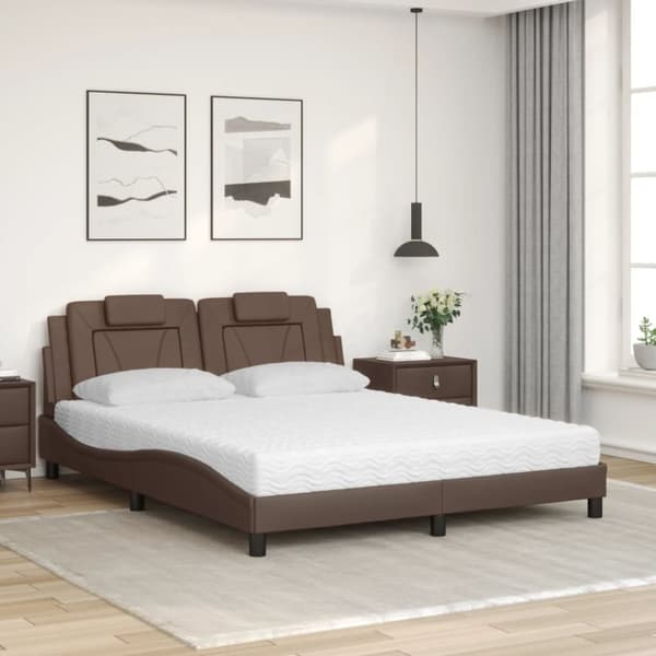 seng med madras 160x200 cm kunstlæder brun