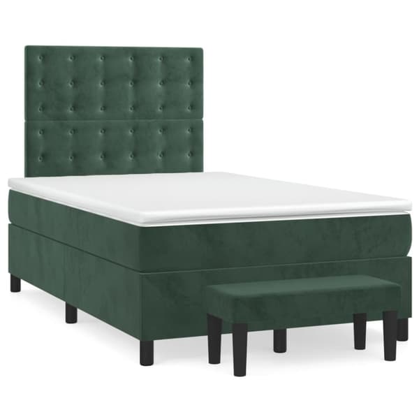 Ramsäng med madrass mörkgrön 120x190 cm sammet