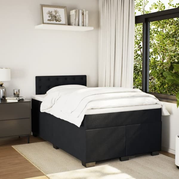 Ramsäng med madrass svart 120x190 cm sammet