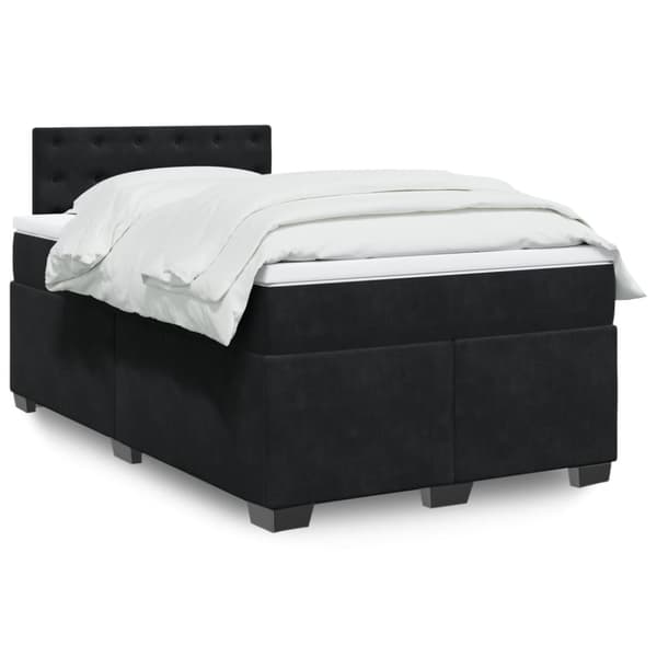 Ramsäng med madrass svart 120x190 cm sammet