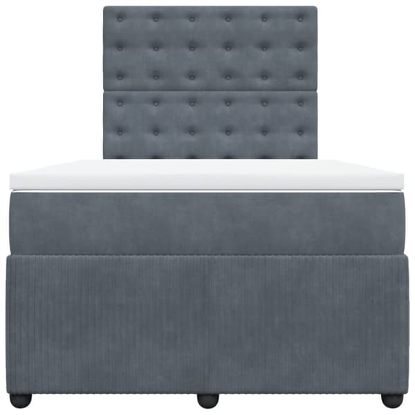 Ramsäng med madrass mörkgrå 120x190 cm sammet