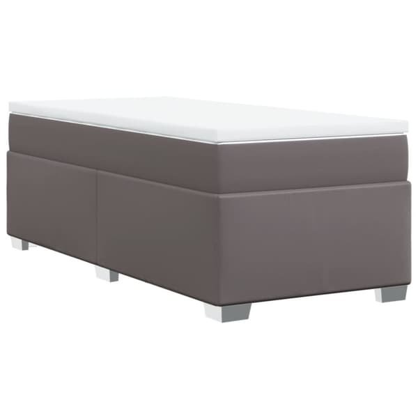 Ramsäng med madrass grå 100x200 cm konstläder