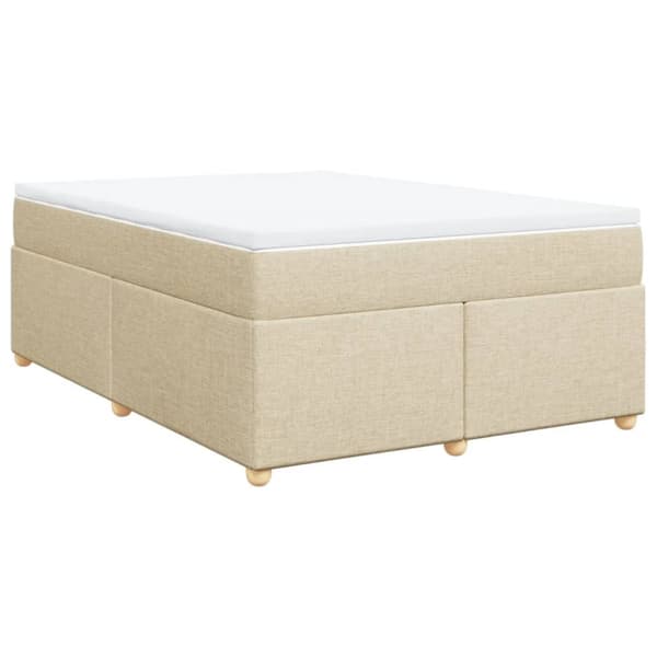 kontinentalseng med madras 140x190 cm stof cremefarvet