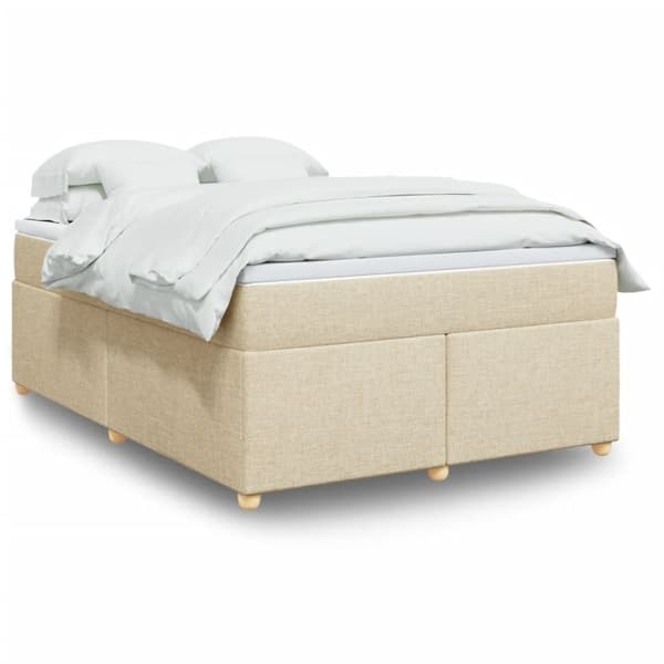 kontinentalseng med madras 140x190 cm stof cremefarvet