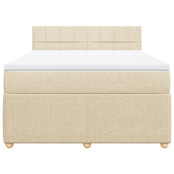 kontinentalseng med madras 140x190 cm stof cremefarvet