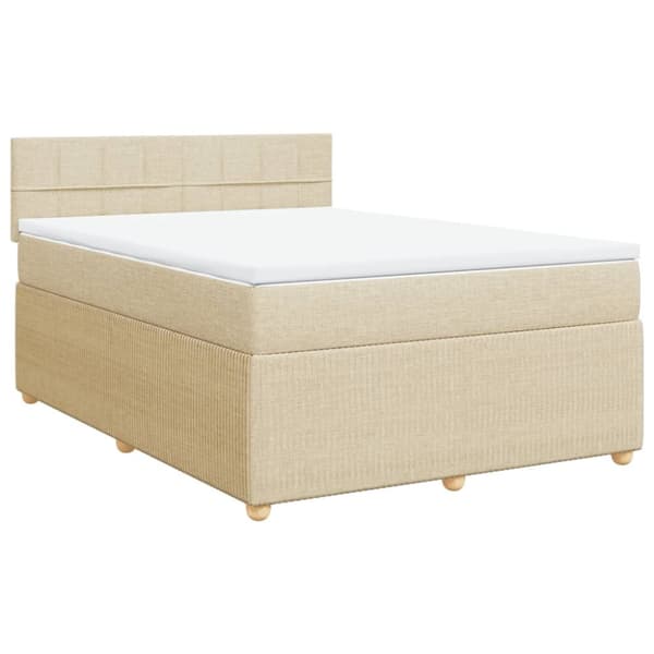 kontinentalseng med madras 140x190 cm stof cremefarvet