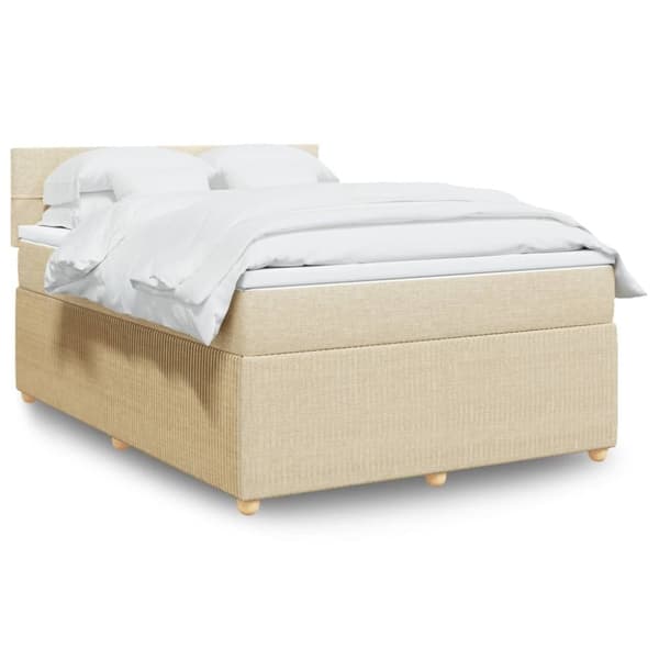 kontinentalseng med madras 140x190 cm stof cremefarvet
