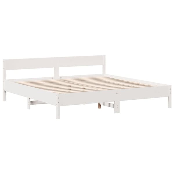 Sänky kirjahyllyllä ei patjaa valkoinen 200x200 cm täysi mänty