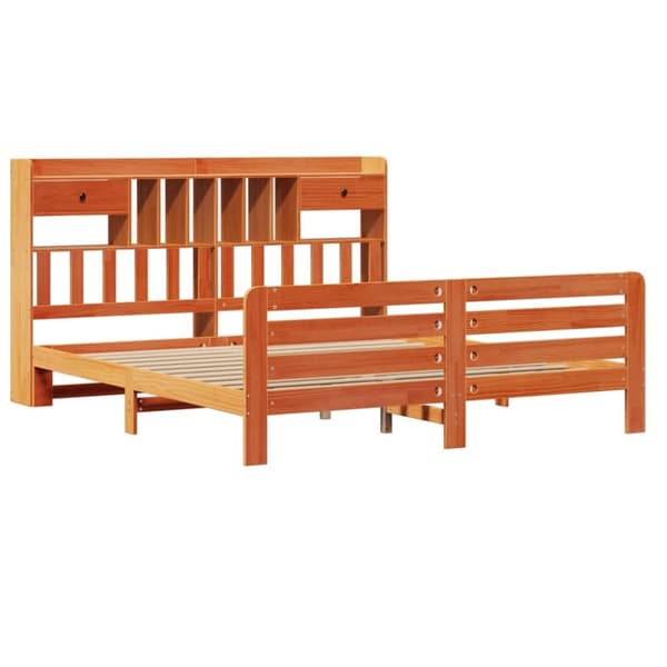 seng med reol uden madras 180x200cm massivt fyrretræ gyldenbrun