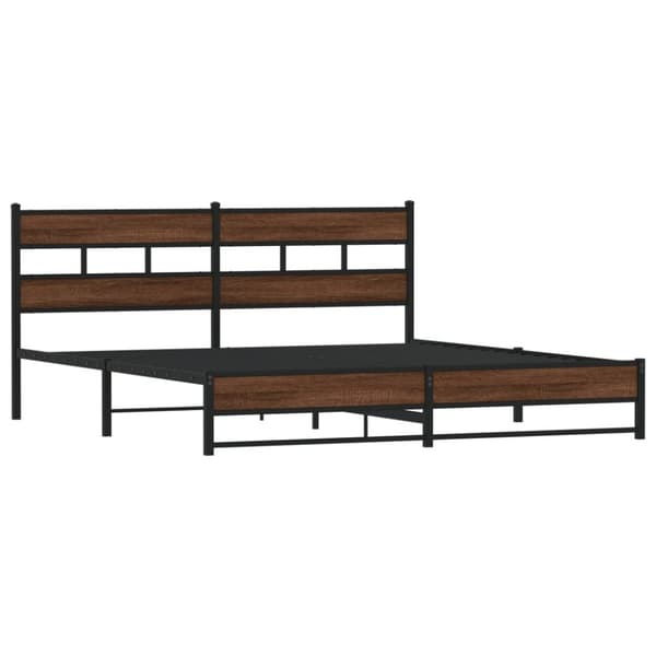 sengeramme uden madras 193x203 cm metal brun egetræsfarve