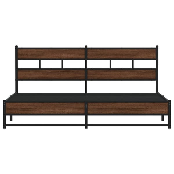 sengeramme uden madras 193x203 cm metal brun egetræsfarve