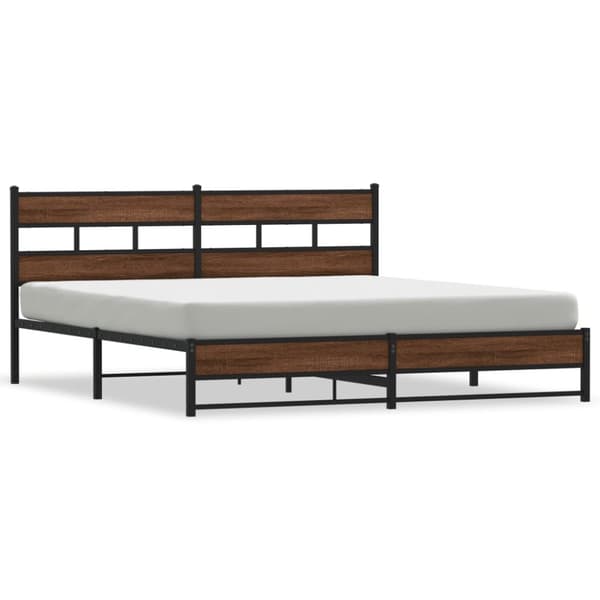 sengeramme uden madras 193x203 cm metal brun egetræsfarve