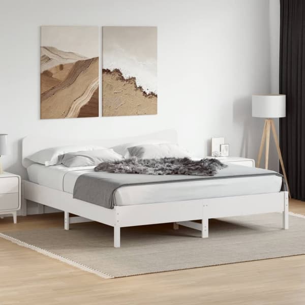 sengeramme uden madras 160x200 cm massivt fyrretræ hvid