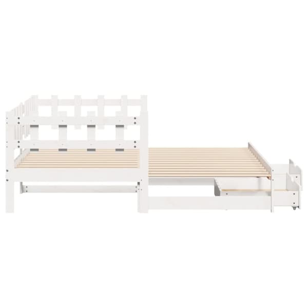 daybed med udtræk og skuffer uden madras 90x200 cm hvid