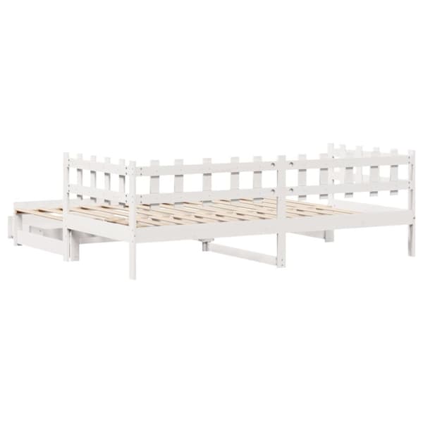 daybed med udtræk og skuffer uden madras 90x200 cm hvid
