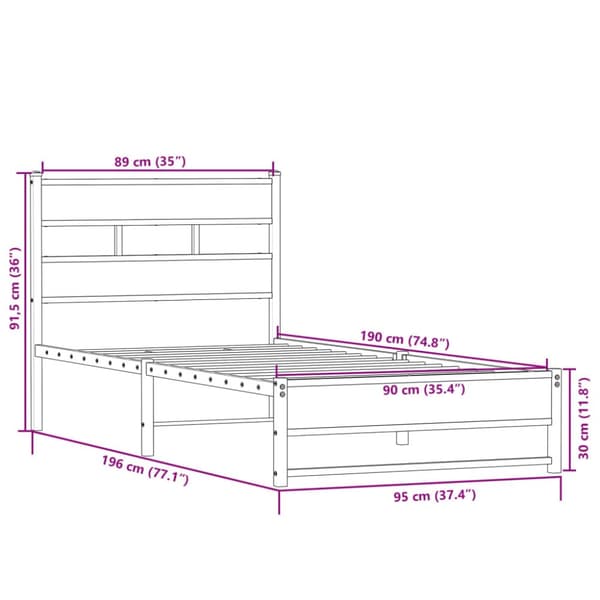 sengeramme uden madras 90x190 cm metal sonoma-eg