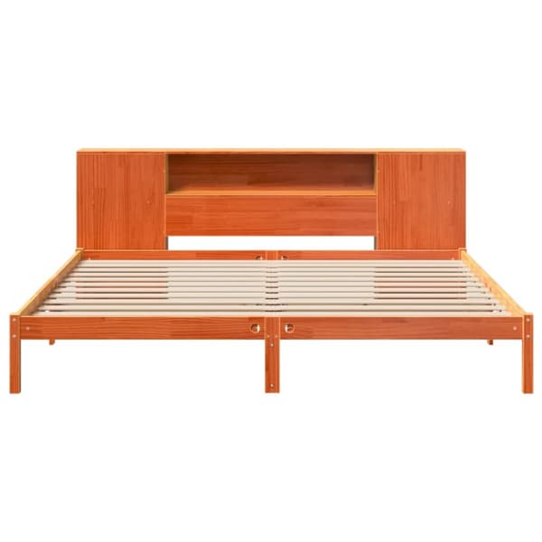 seng med reol uden madras 180x200cm massivt fyrretræ gyldenbrun