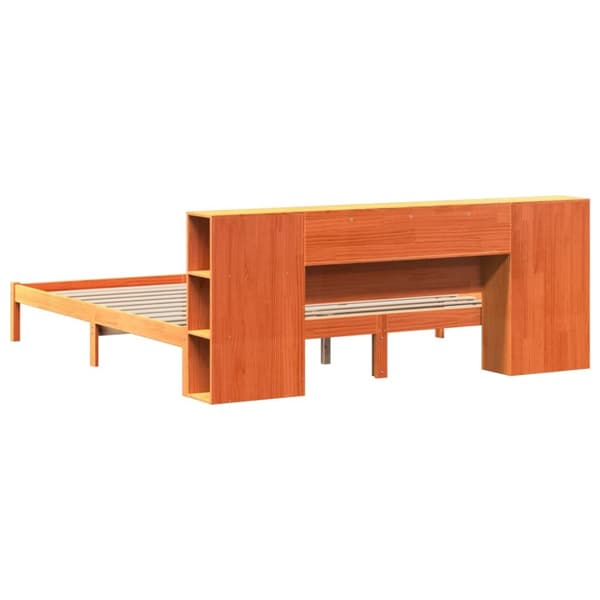 seng med reol uden madras 180x200cm massivt fyrretræ gyldenbrun