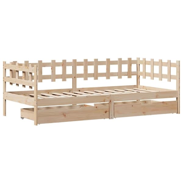 daybed med skuffer 90x190 cm massivt fyrretræ